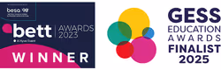 BETT Awards 2023 Winner and GESS Education Awards Finalist 2026 logos